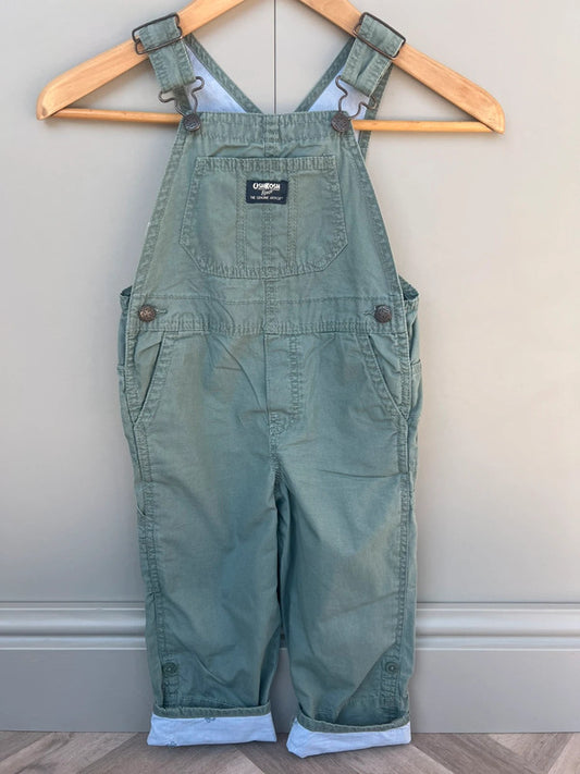 Oshkosh Sage Green Cargo Dungarees 4T