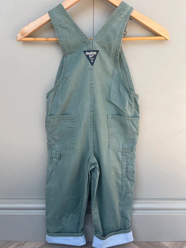 Oshkosh Sage Green Cargo Dungarees 4T
