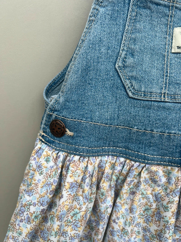 Oshkosh Floral Denim Dungaree Dress 4T