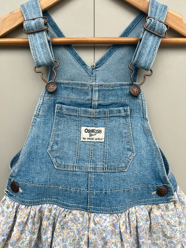Oshkosh Floral Denim Dungaree Dress 4T