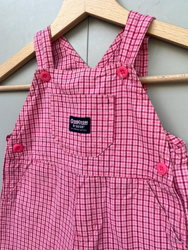 Oshkosh Vintage Check Shortall Dungarees 12M