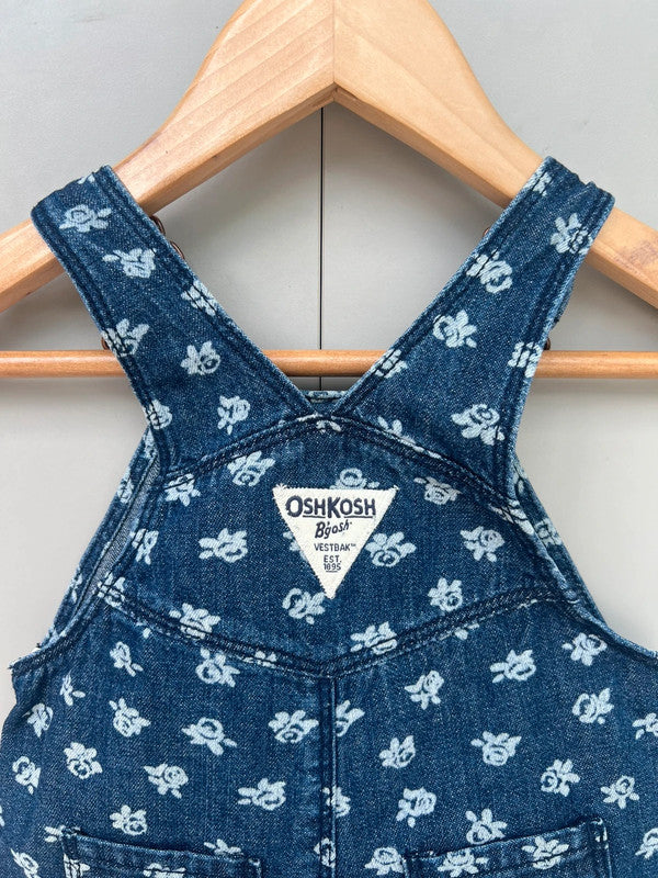 Oshkosh Floral Denim Shortall Dungarees 6M