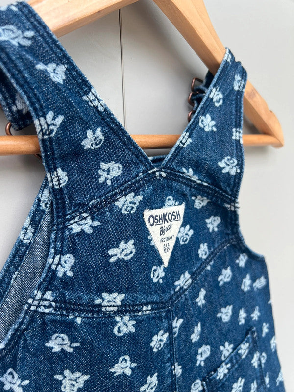 Oshkosh Floral Denim Shortall Dungarees 6M