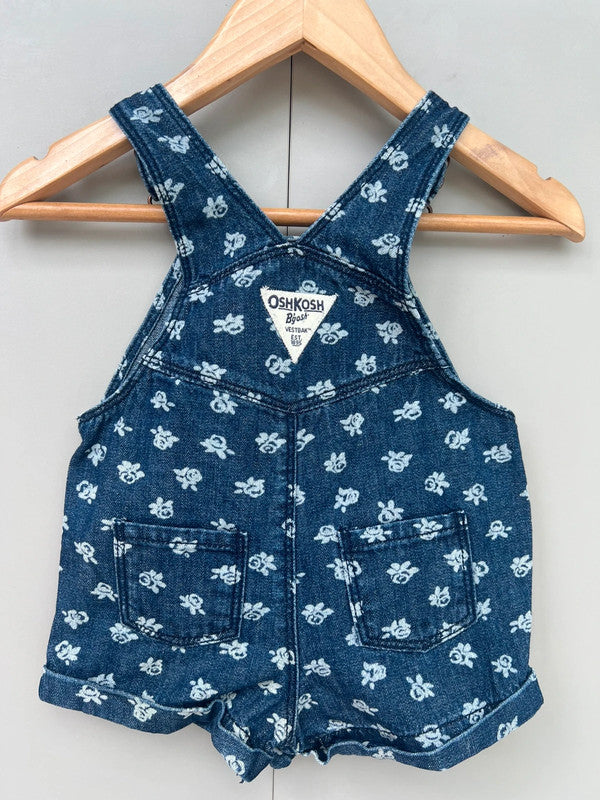 Oshkosh Floral Denim Shortall Dungarees 6M