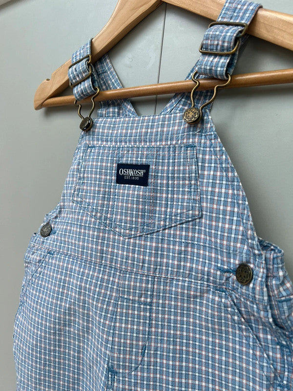 Oshkosh Vintage Hickory Shortall Dungarees 6/9M