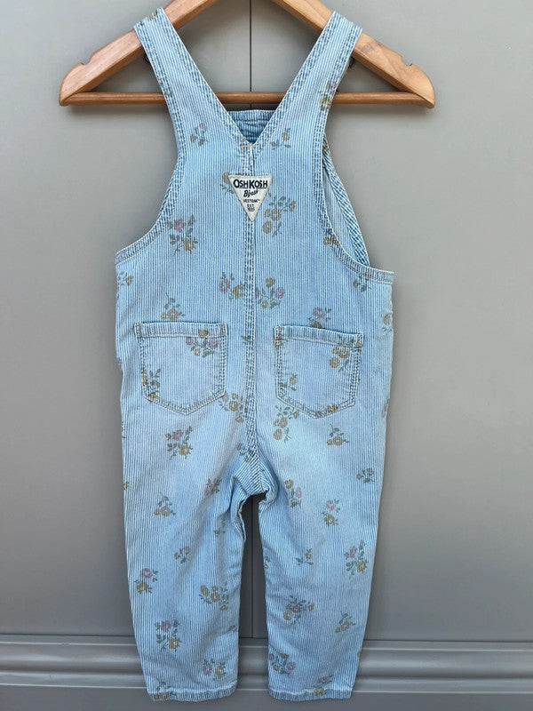 Oshkosh Striped Floral Dungarees 18M
