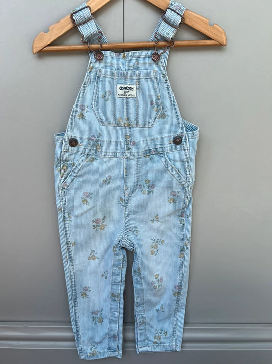 Oshkosh Striped Floral Dungarees 18M