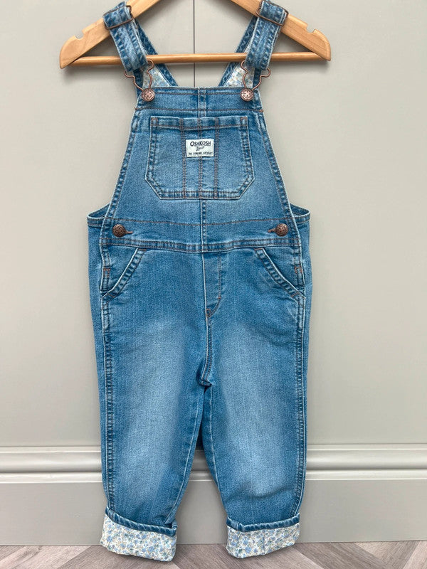 Oshkosh Floral Turn Up Dungarees 4T