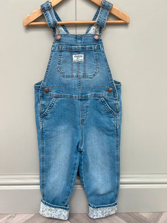 Oshkosh Floral Turn Up Dungarees 4T