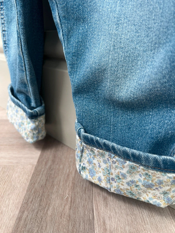 Oshkosh Floral Turn Up Dungarees 4T
