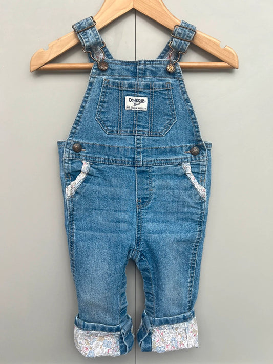 Oshkosh Denim Floral Turn Up Dungarees 12M