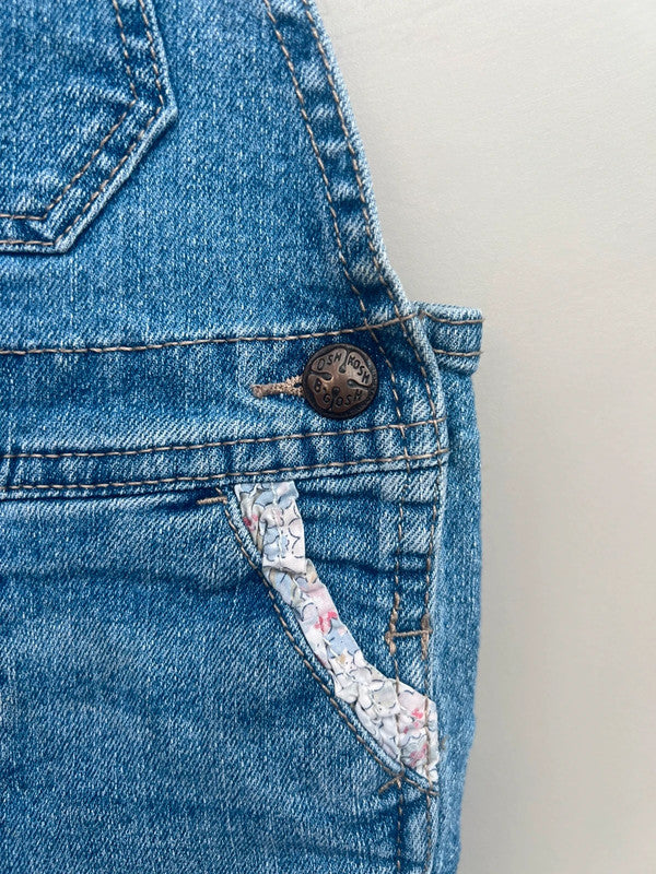 Oshkosh Denim Floral Turn Up Dungarees 12M