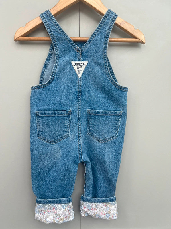 Oshkosh Denim Floral Turn Up Dungarees 12M