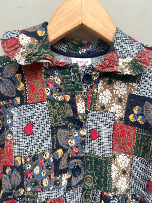 Vintage Autumn / Winter Patchwork Dress Age 2