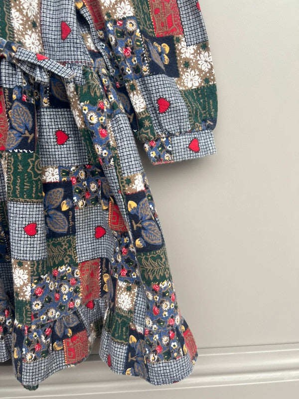 Vintage Autumn / Winter Patchwork Dress Age 2