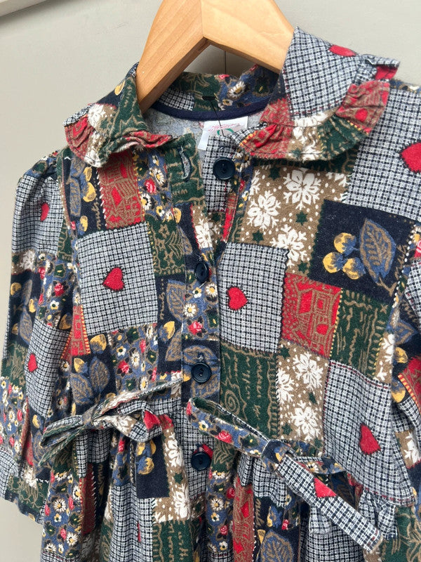 Vintage Autumn / Winter Patchwork Dress Age 2