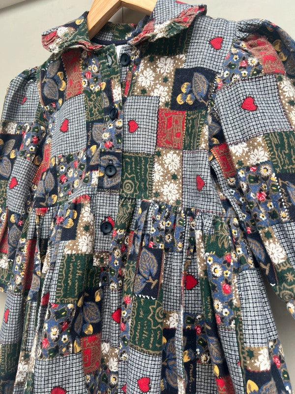 Vintage Autumn / Winter Patchwork Dress Age 2