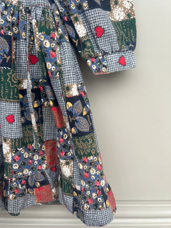 Vintage Autumn / Winter Patchwork Dress Age 2