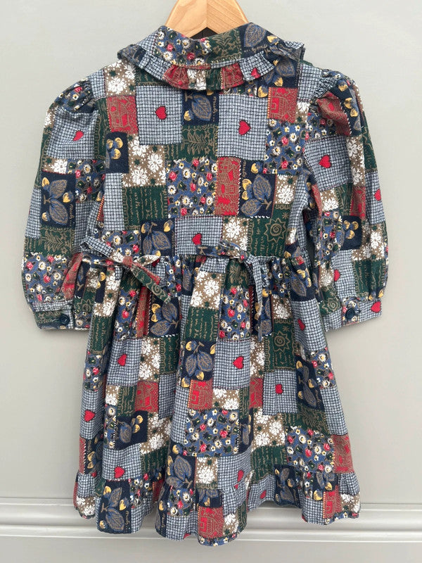 Vintage Autumn / Winter Patchwork Dress Age 2