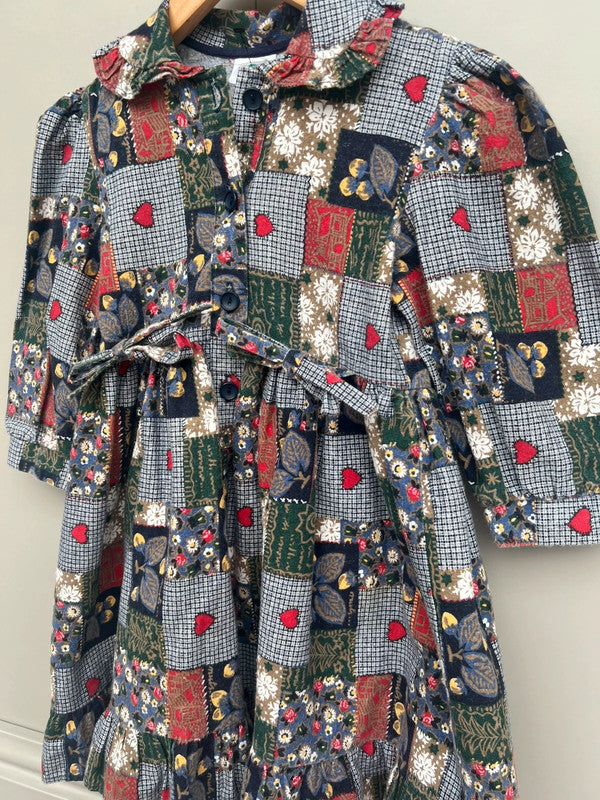 Vintage Autumn / Winter Patchwork Dress Age 2