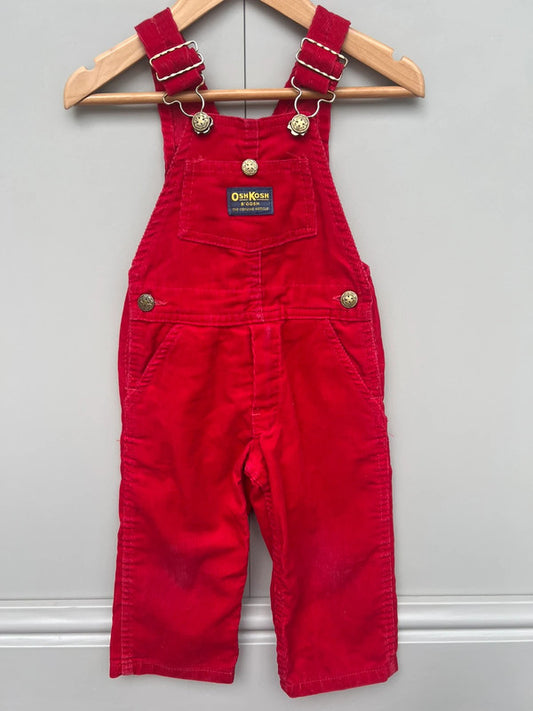 Oshkosh Vintage Red Corduroy Dungarees 2T