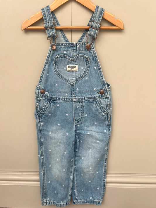 Oshkosh Heart Denim Dungarees 3T
