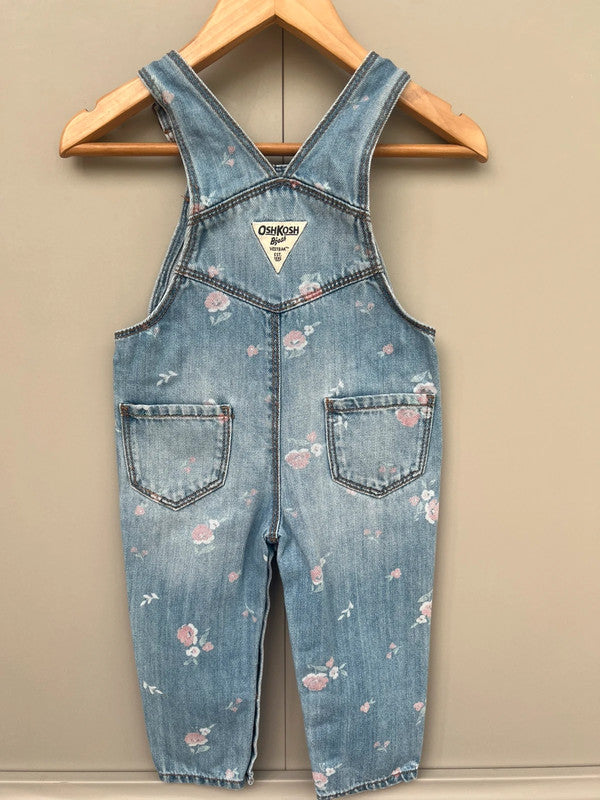 Oshkosh Floral Denim Dungarees 9-12M