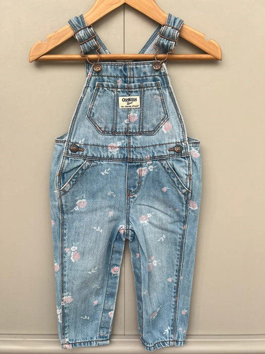 Oshkosh Floral Denim Dungarees 9-12M