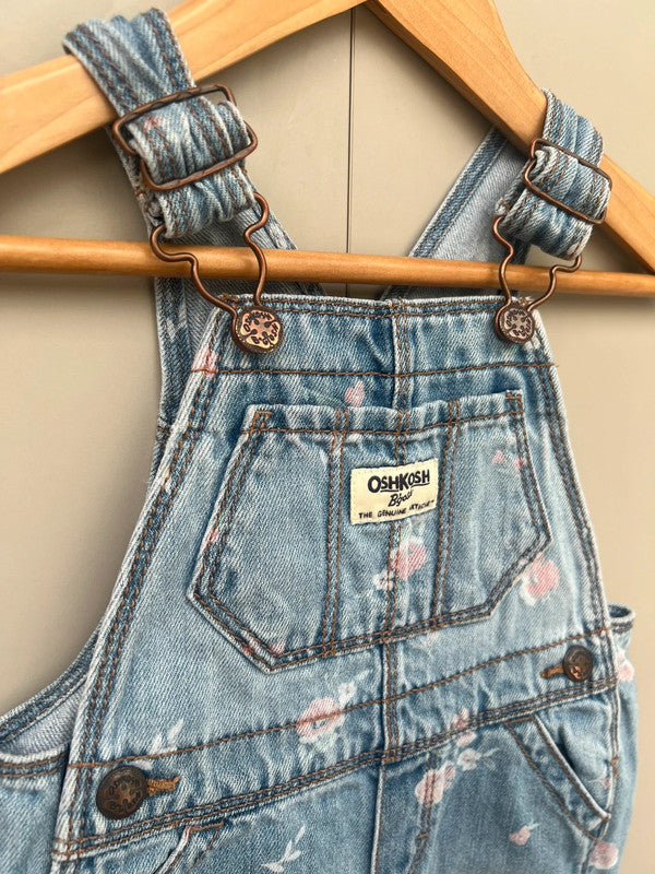 Oshkosh Floral Denim Dungarees 9-12M