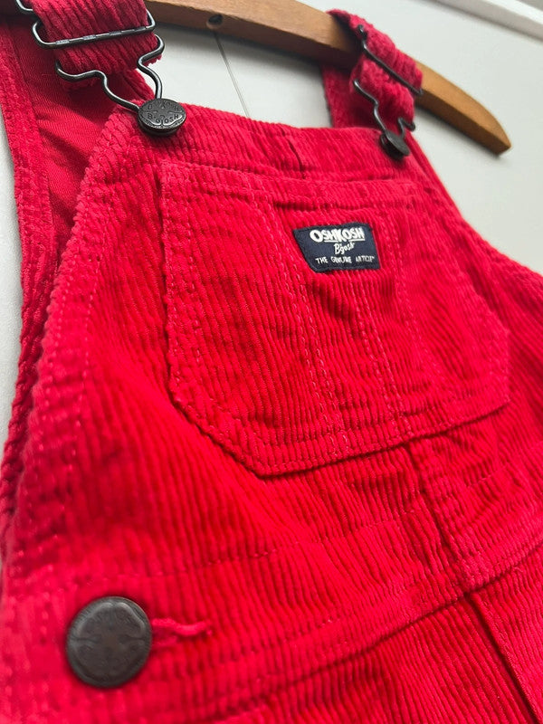 Oshkosh Red Corduroy Dungarees 2T