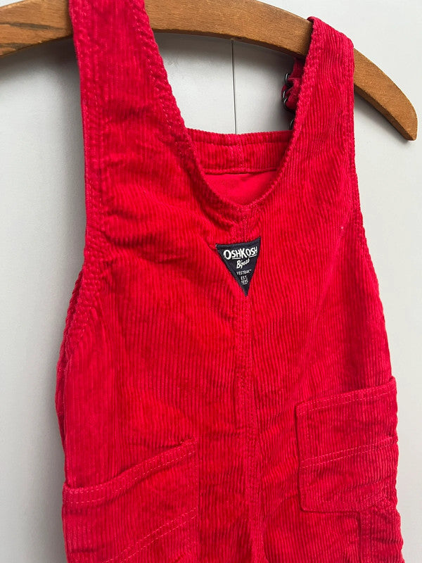 Oshkosh Red Corduroy Dungarees 2T
