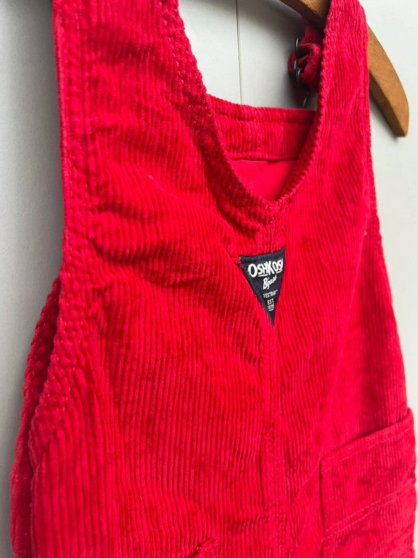 Oshkosh Red Corduroy Dungarees 2T