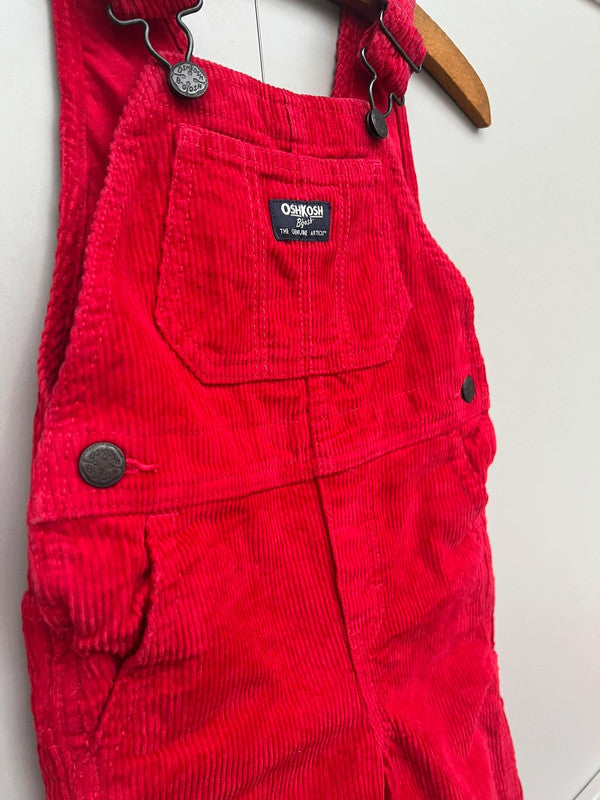 Oshkosh Red Corduroy Dungarees 2T