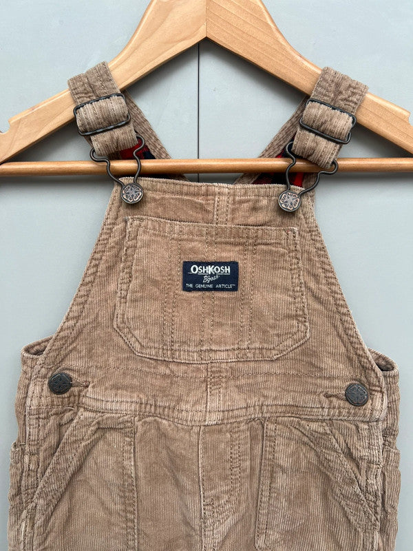 Oshkosh Taupe Corduory Dungarees 12M