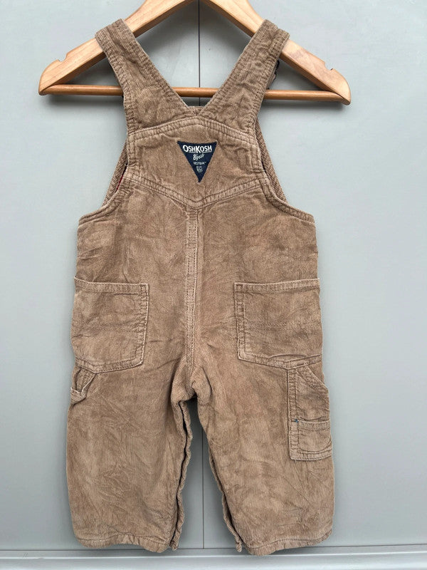 Oshkosh Taupe Corduory Dungarees 12M