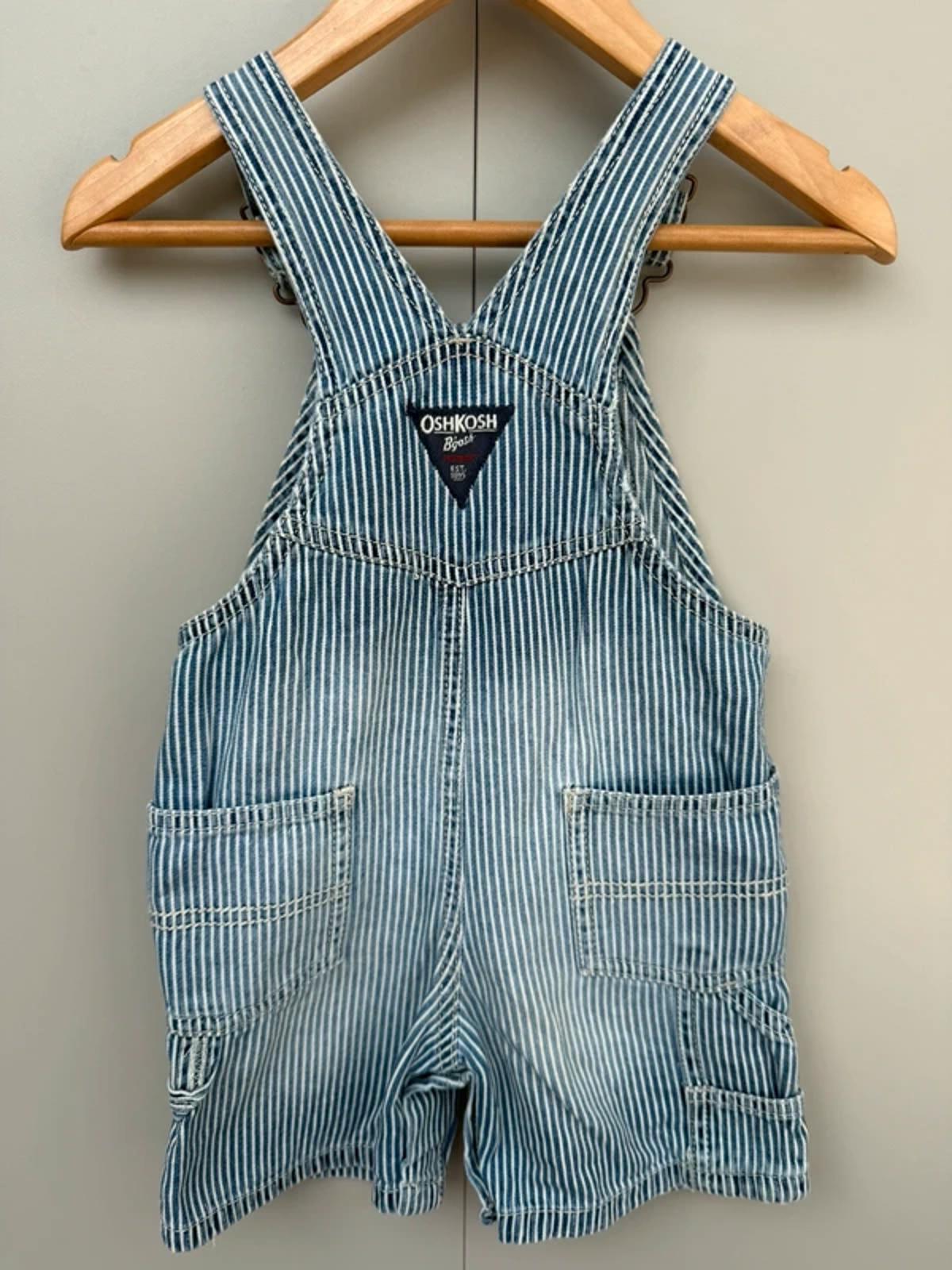 Oshkosh Hickory Stripe Shortall Dungarees 18M