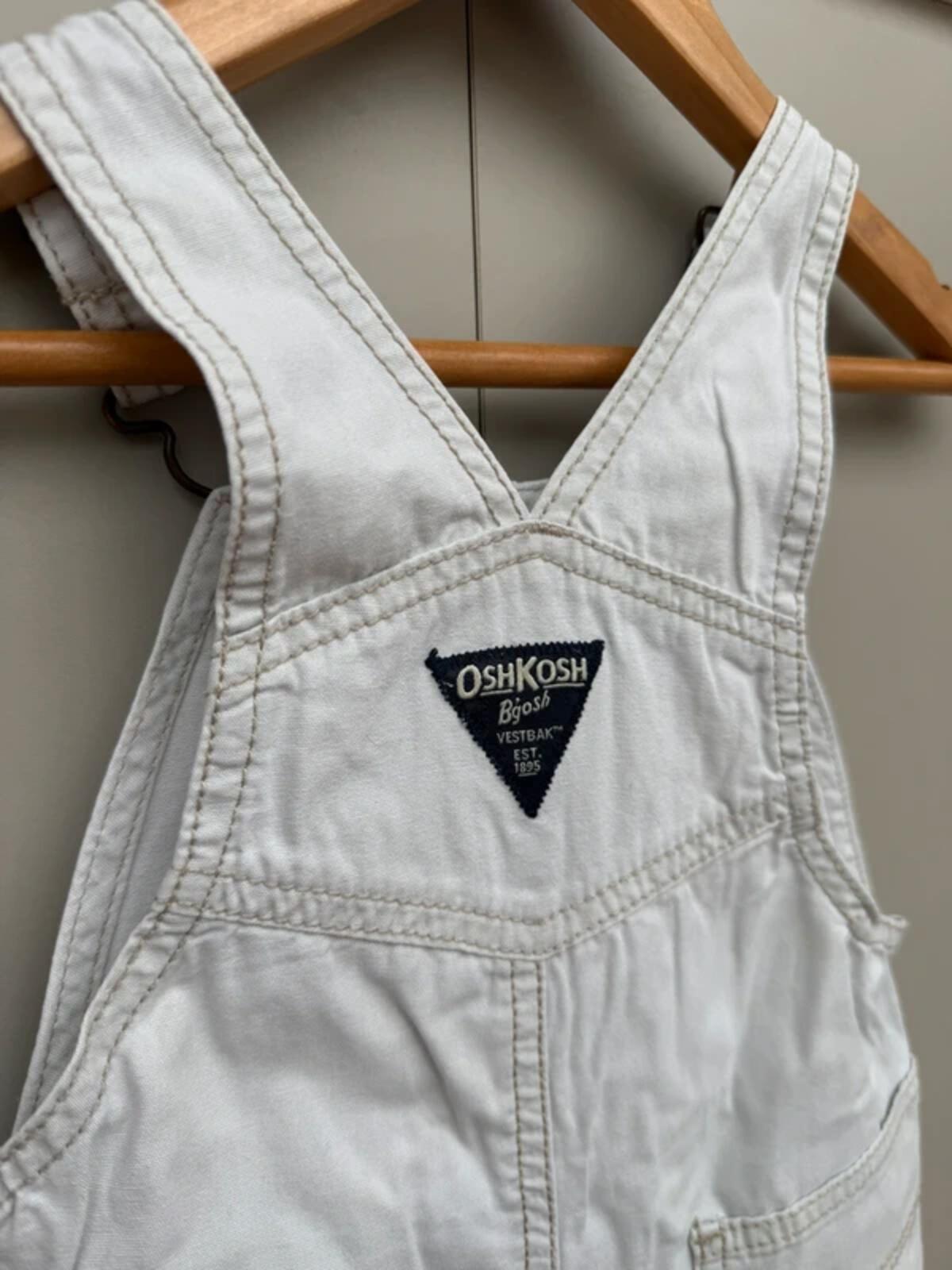 Oshkosh Cream Cotton Shortall Dungarees 24M