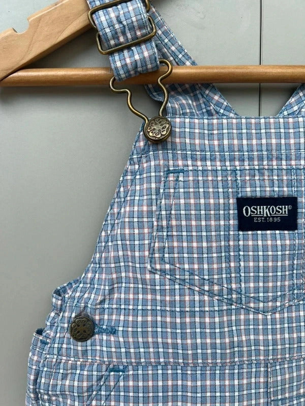 Oshkosh Vintage Hickory Shortall Dungarees 6/9M
