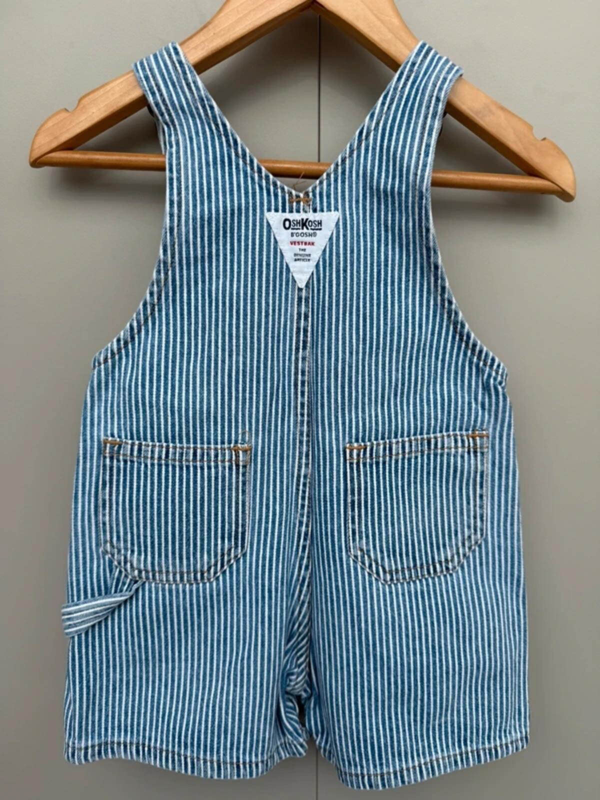 Oshkosh Vintage Hickory Shortall Dungarees 18M