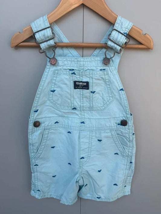 Oshkosh Whale Light Blue Shortalls 2T