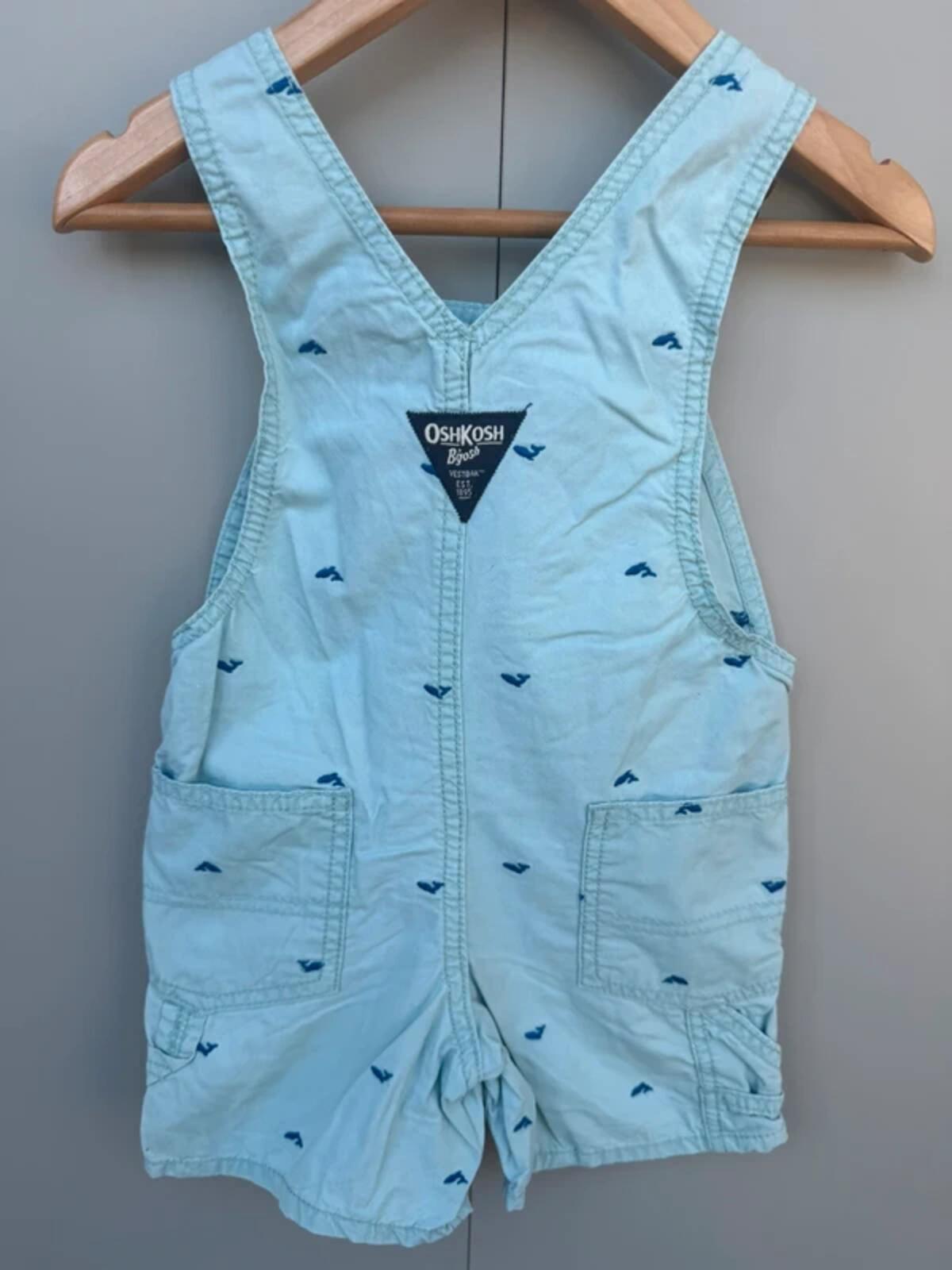 Oshkosh Whale Light Blue Shortalls 2T
