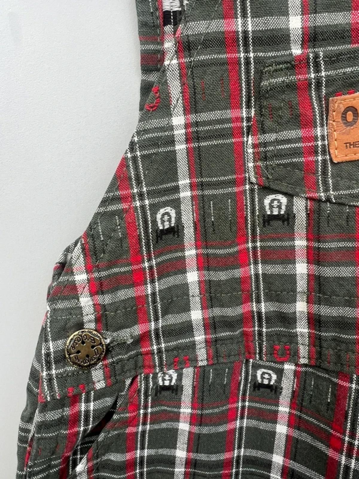 RARE Oshkosh Khaki Check Dungarees 12M