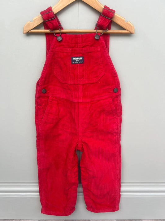 Oshkosh Red Corduroy Dungaree 24M