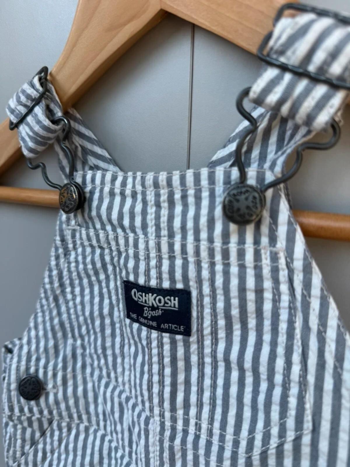 Oshkosh Hickory Striped Grey Dungarees 3M