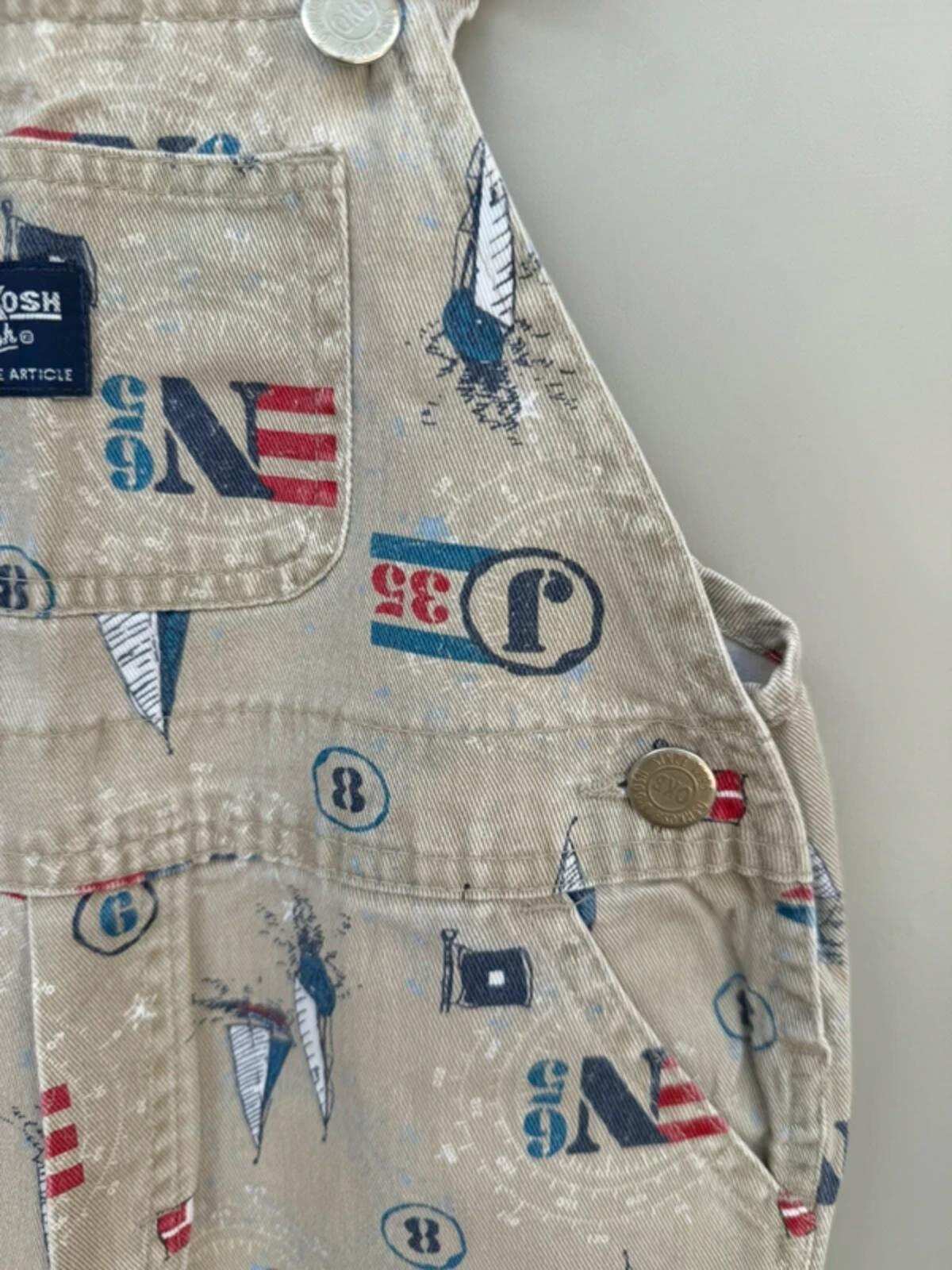 RARE Oshkosh 80s USA Vintage Boat Shortall Dungarees 4T