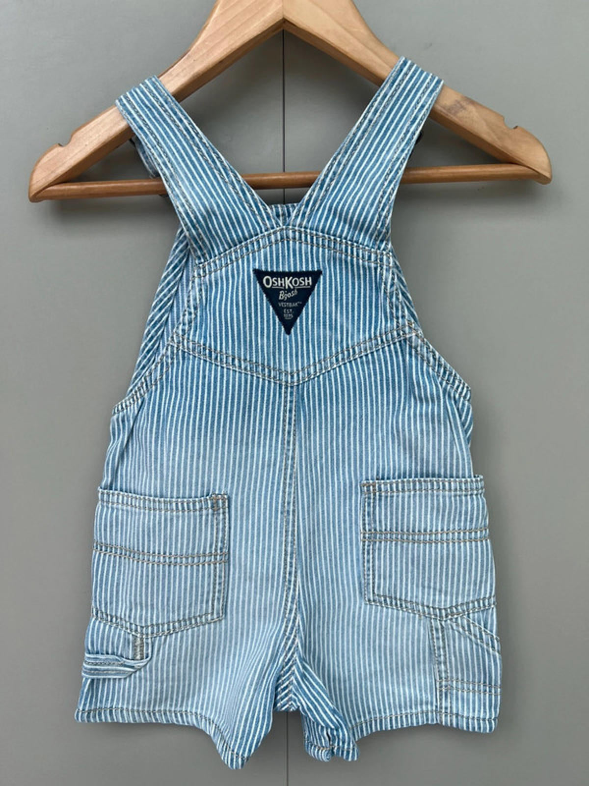 Oshkosh Hickory Shortall Dungarees 12M