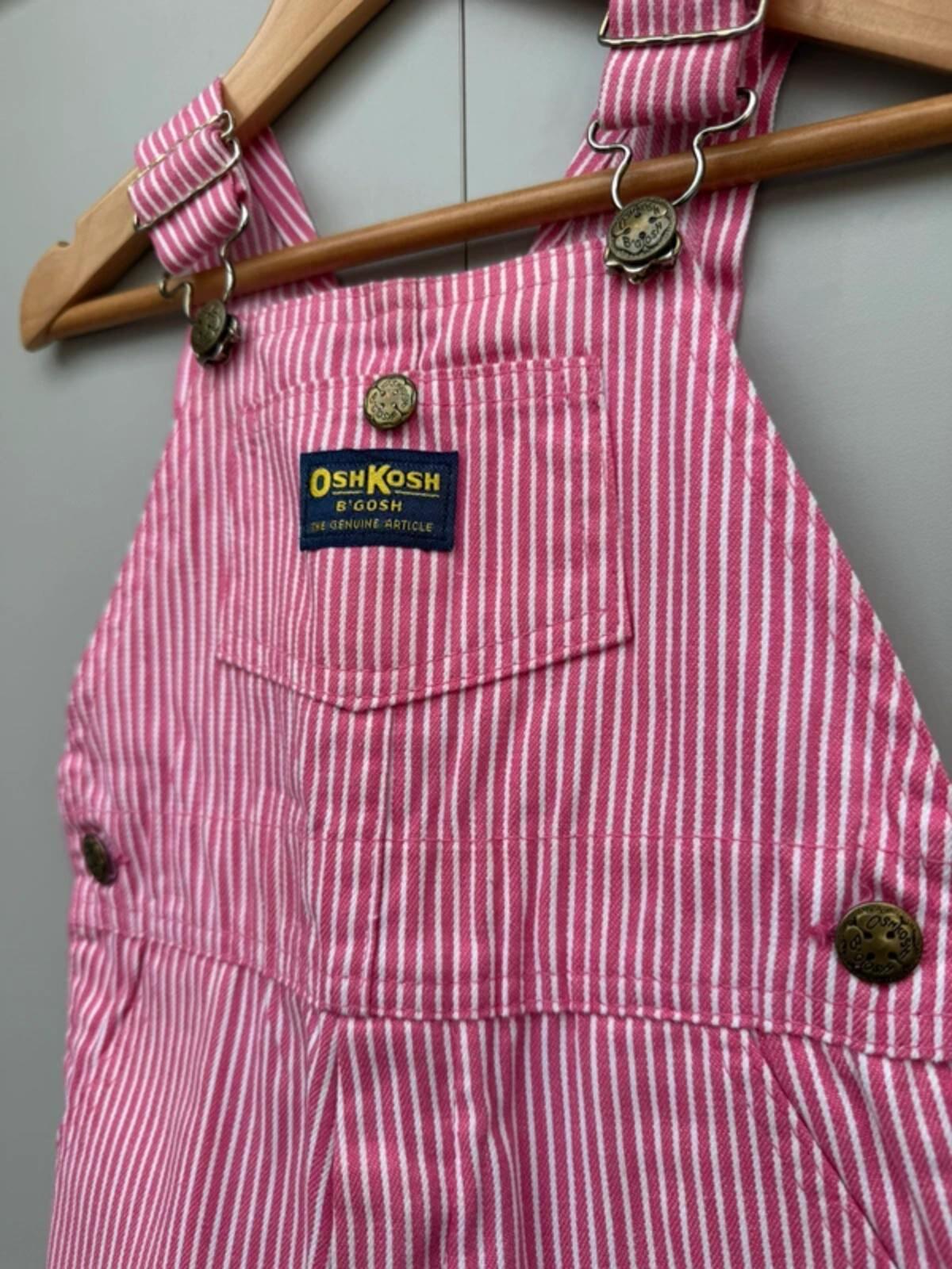 Oshkosh Vintage 80s USA Hickory Pink Shortall Dungarees 3T