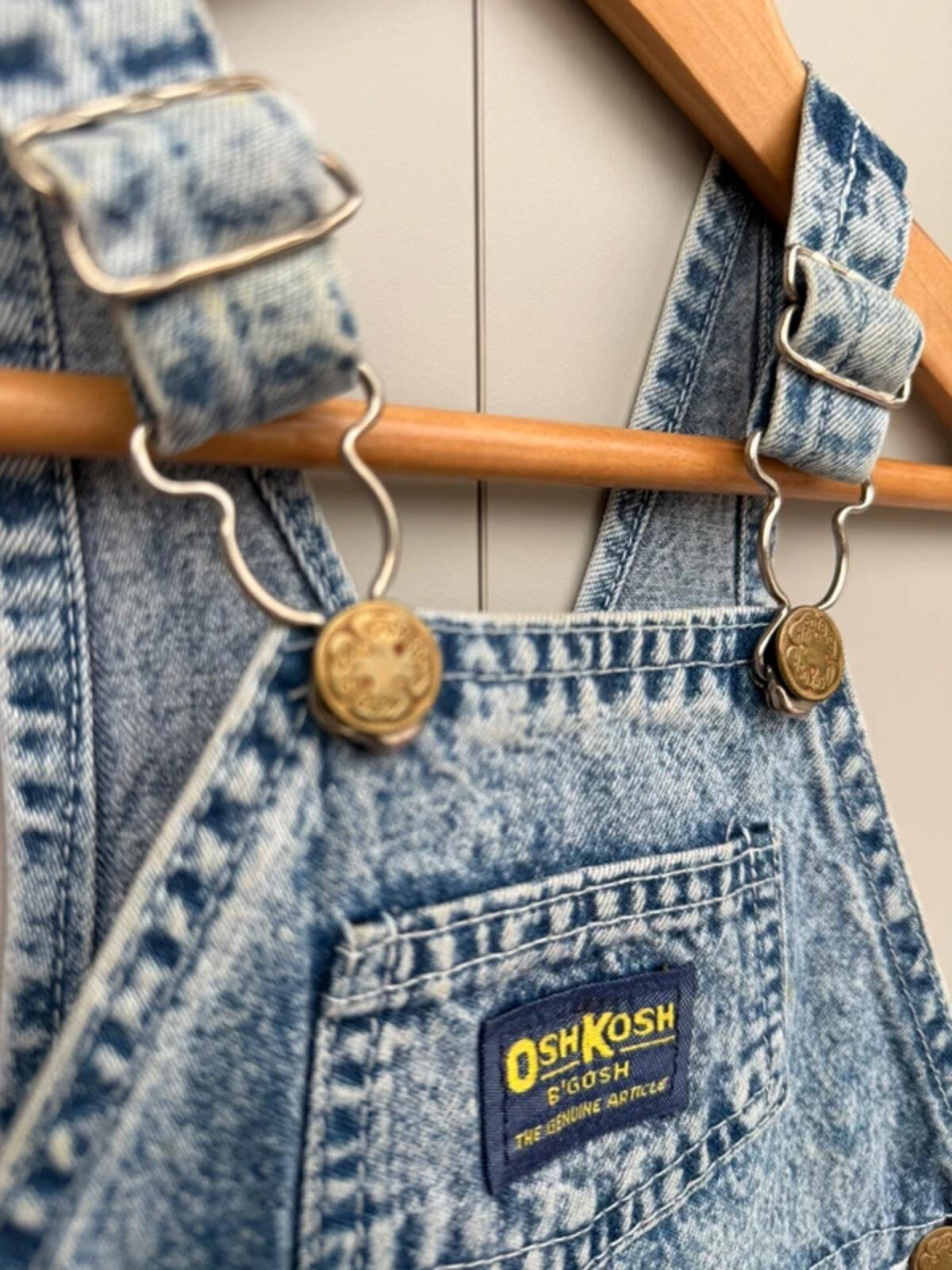 Oshkosh Vintage Acid Denim Shortall Dungarees 24M