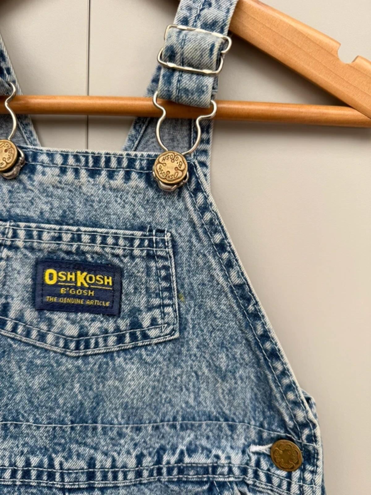 Oshkosh Vintage Acid Denim Shortall Dungarees 24M