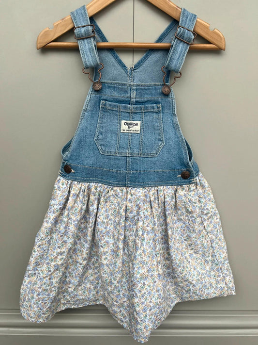 Oshkosh Floral Denim Dungaree Dress 4T